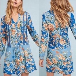 Floral Blue Long Sleeve Dress